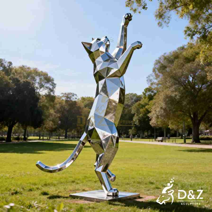 Metal Geometric Cat Sculpture 6