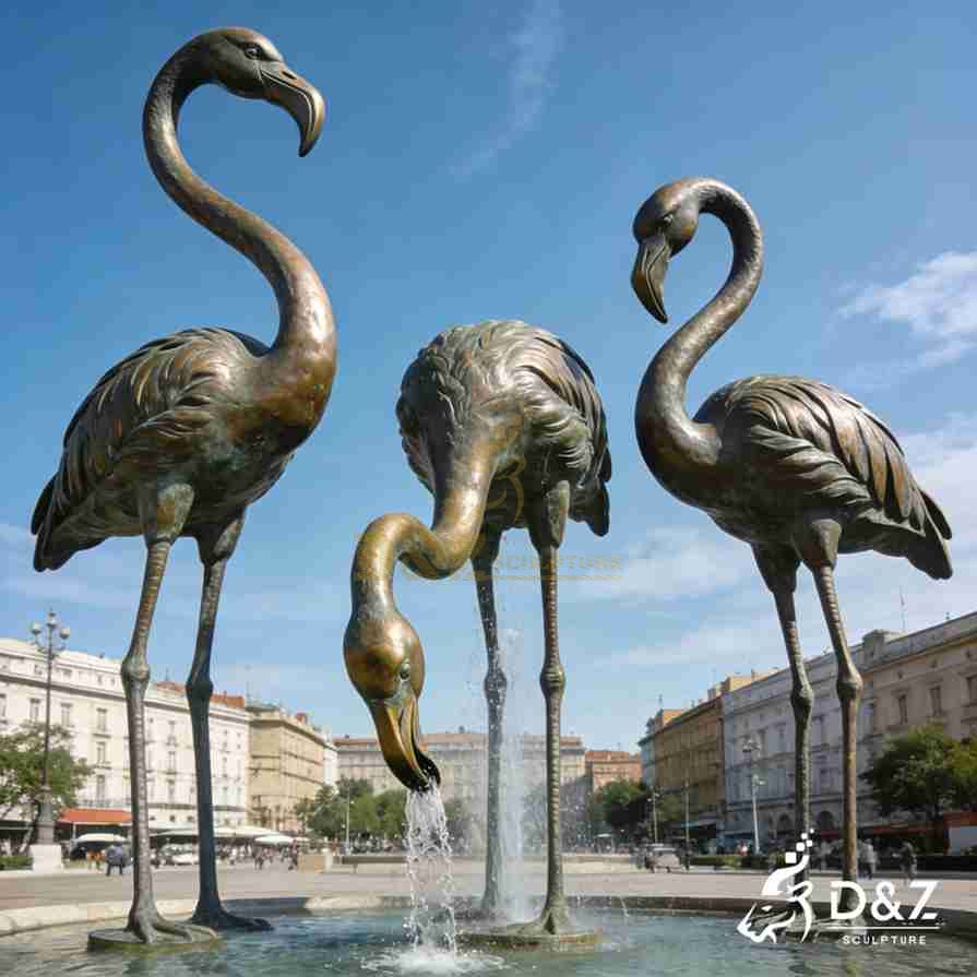 Bronze Flamingo Fountain 2