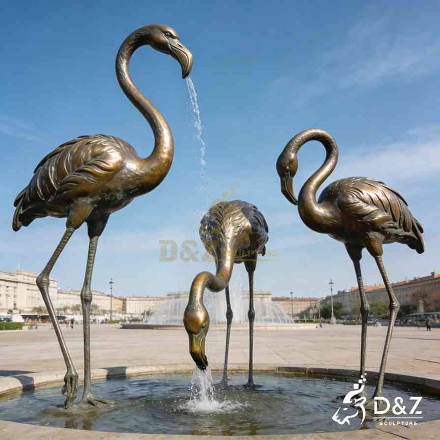 Bronze Flamingo Fountain 3