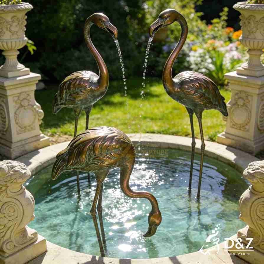 Bronze Flamingo Fountain 6