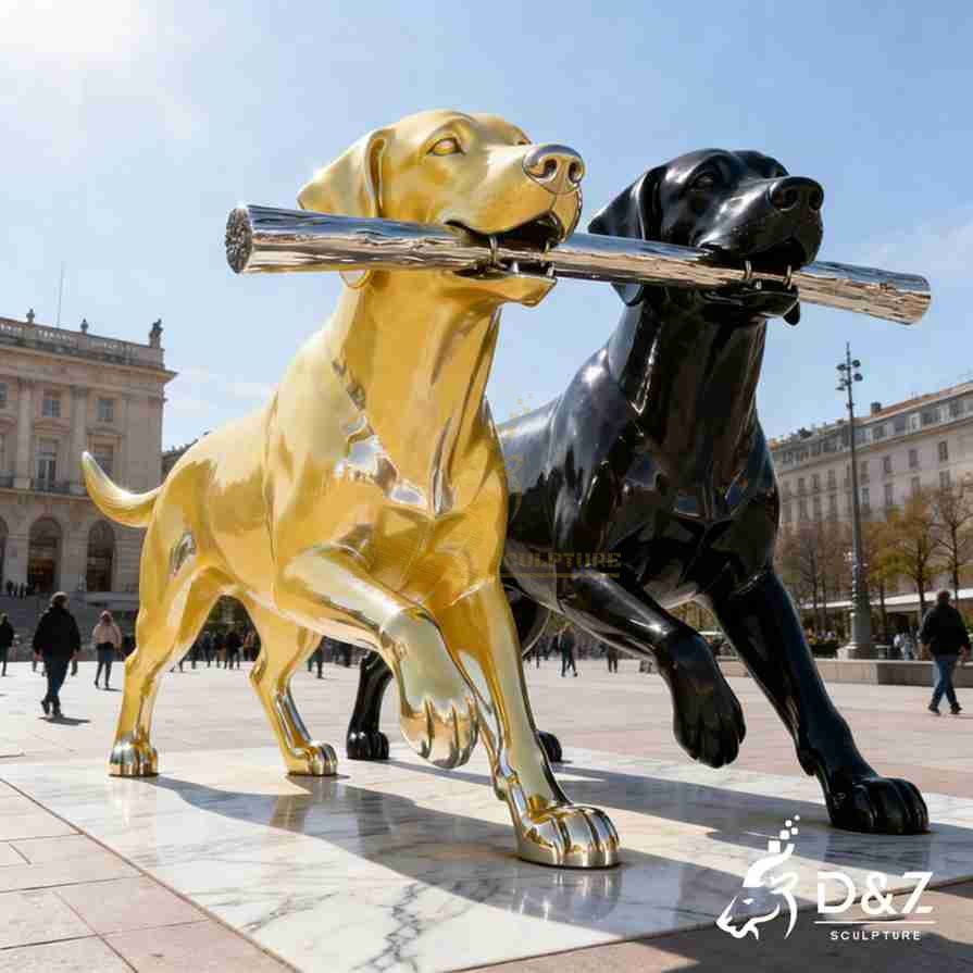 Golden and Black Labrador Sculpture 3