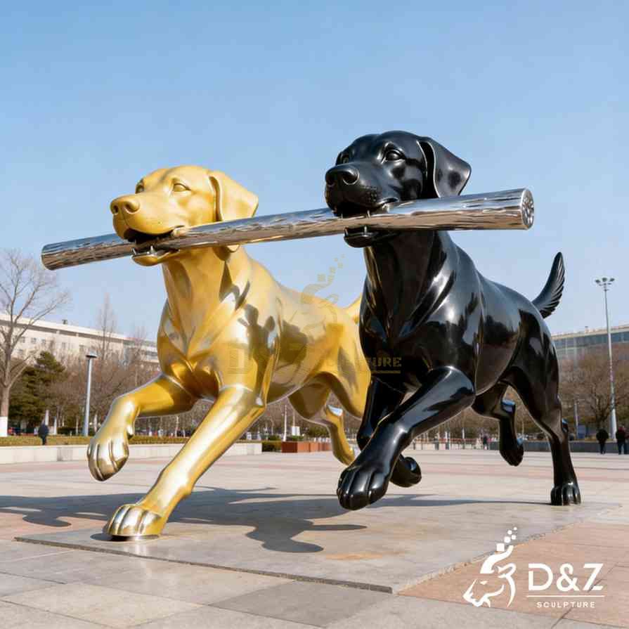 Golden and Black Labrador Sculpture 4