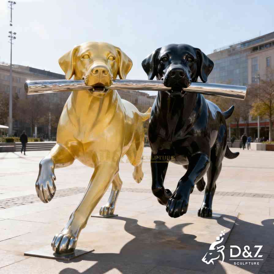 Golden and Black Labrador Sculpture 5