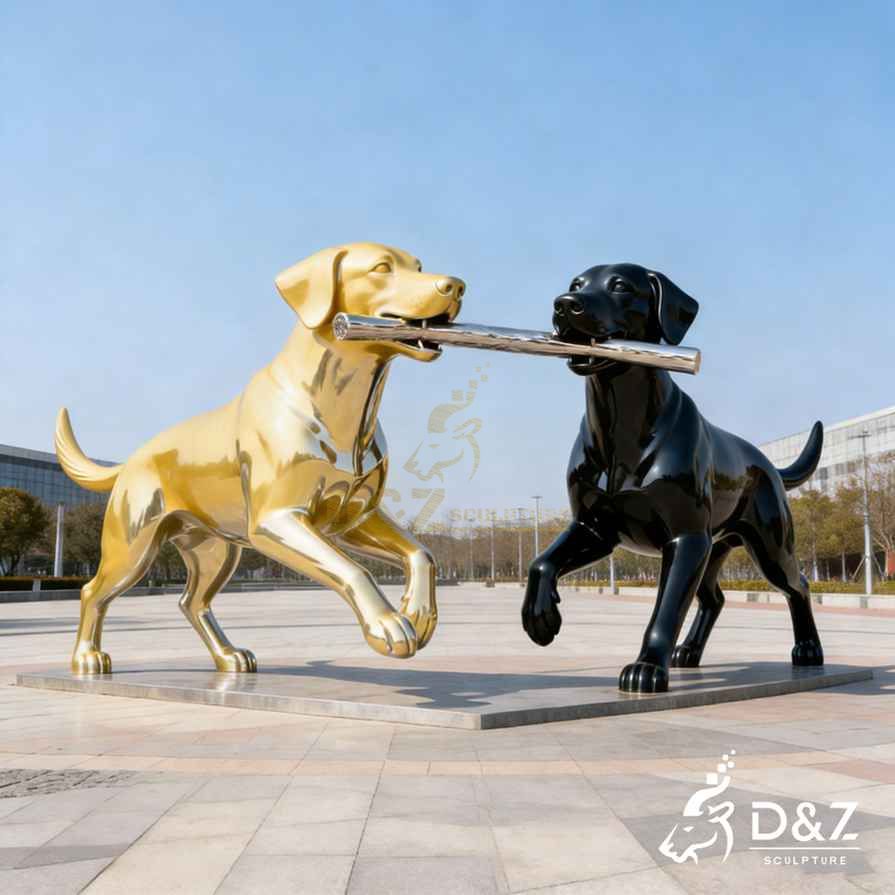 Golden and Black Labrador Sculpture 6
