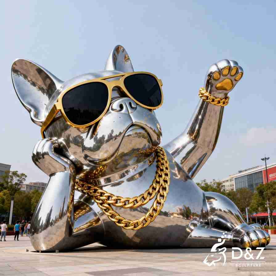 Metal French Bulldog Sculpture 1