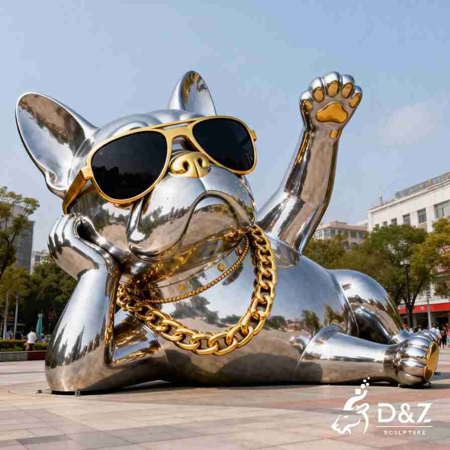 Metal French Bulldog Sculpture 4