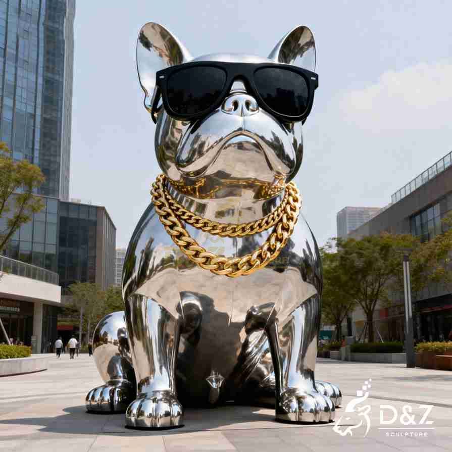 Large Metal French Bulldog Sculpture for Outdoor DZJ-367