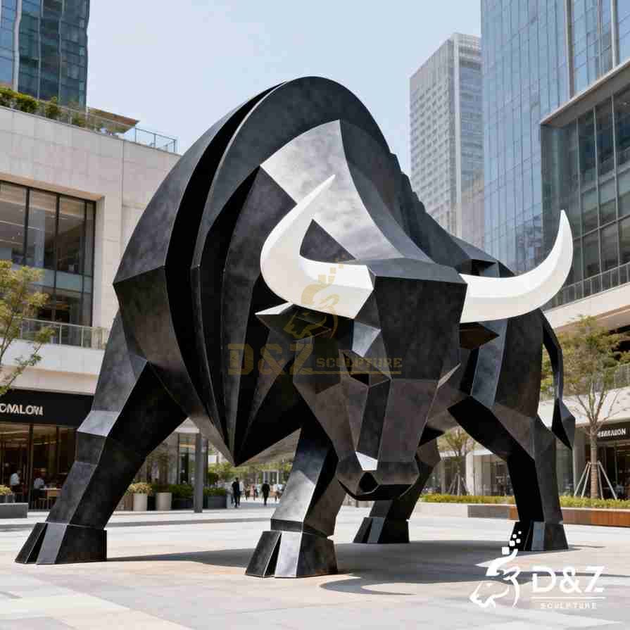 Charging Black Bull Sculpture 2