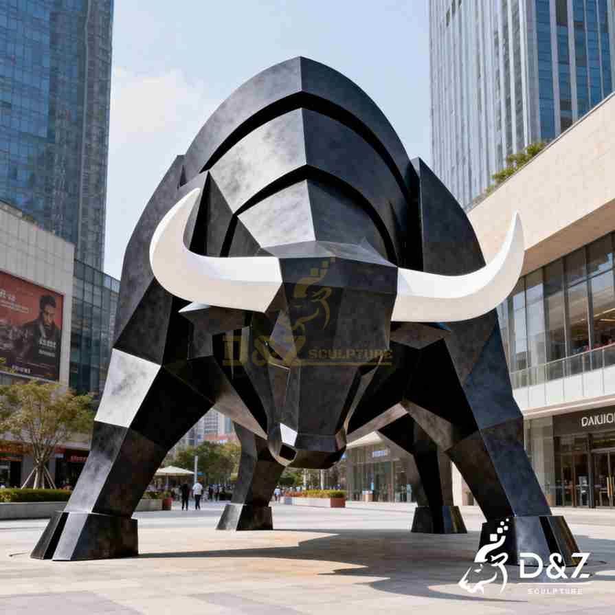 Charging Black Bull Sculpture 3