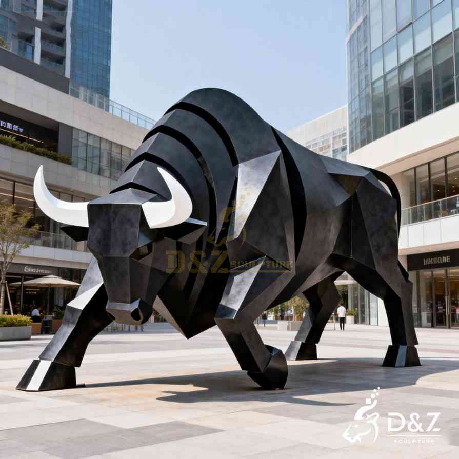 Charging Black Bull Sculpture 6