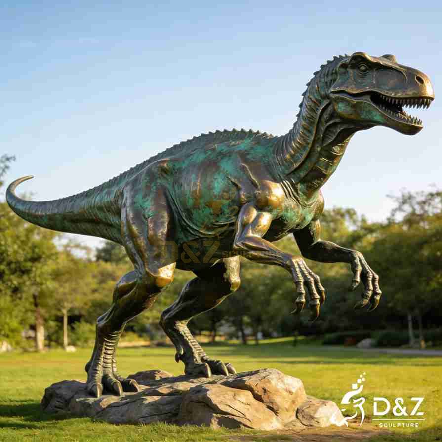 Bronze Velociraptor Statue 2