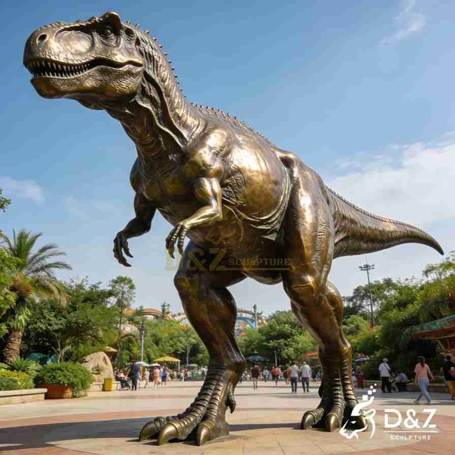 Bronze Velociraptor Statue 4