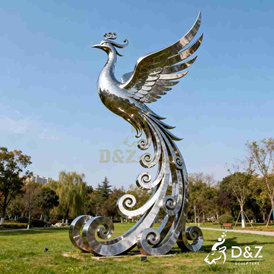 Metal Phoenix Rising Sculpture 2