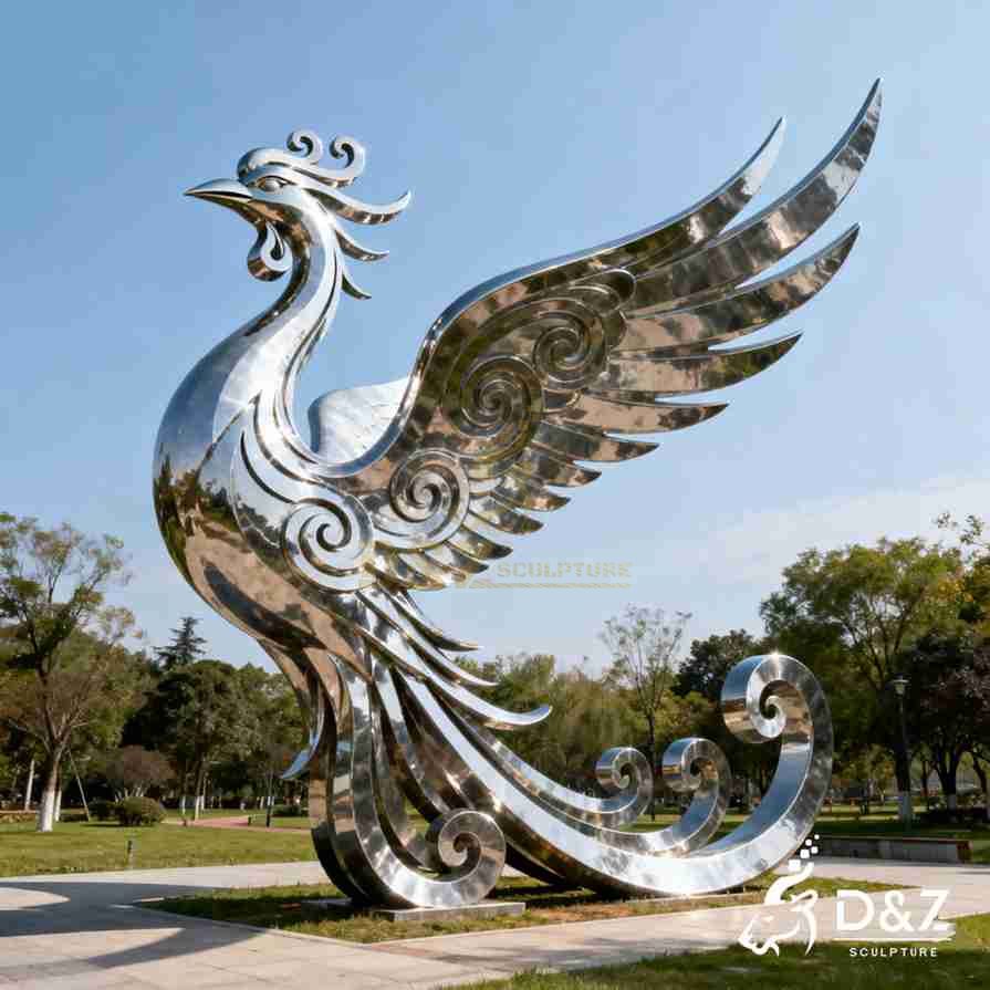 Metal Phoenix Rising Sculpture 3
