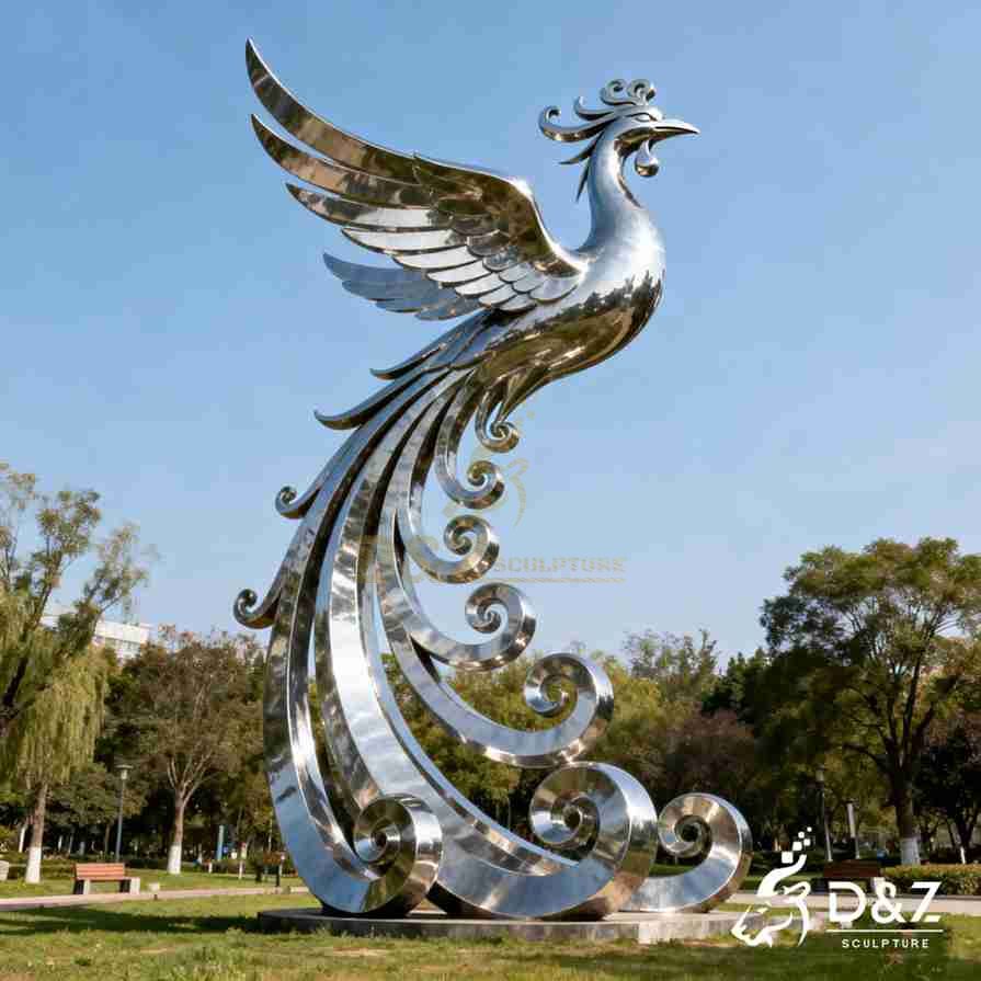 Metal Phoenix Rising Sculpture 4