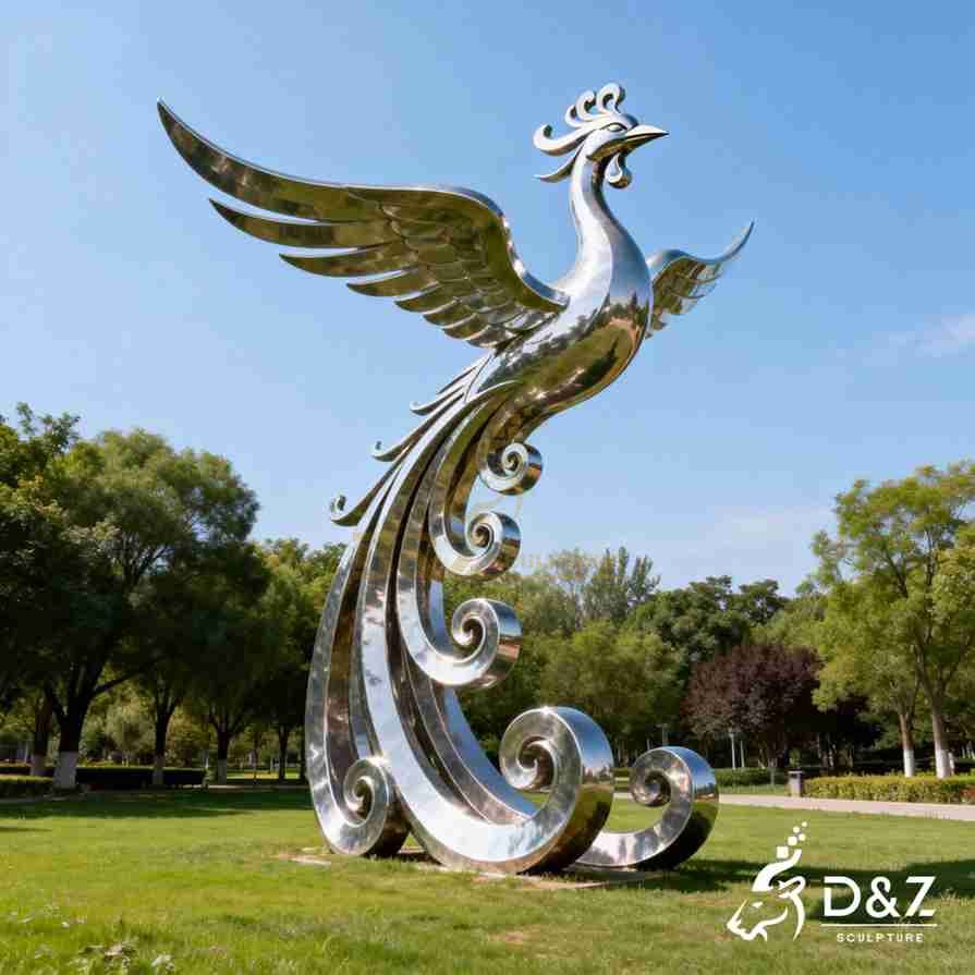 Metal Phoenix Rising Sculpture 6