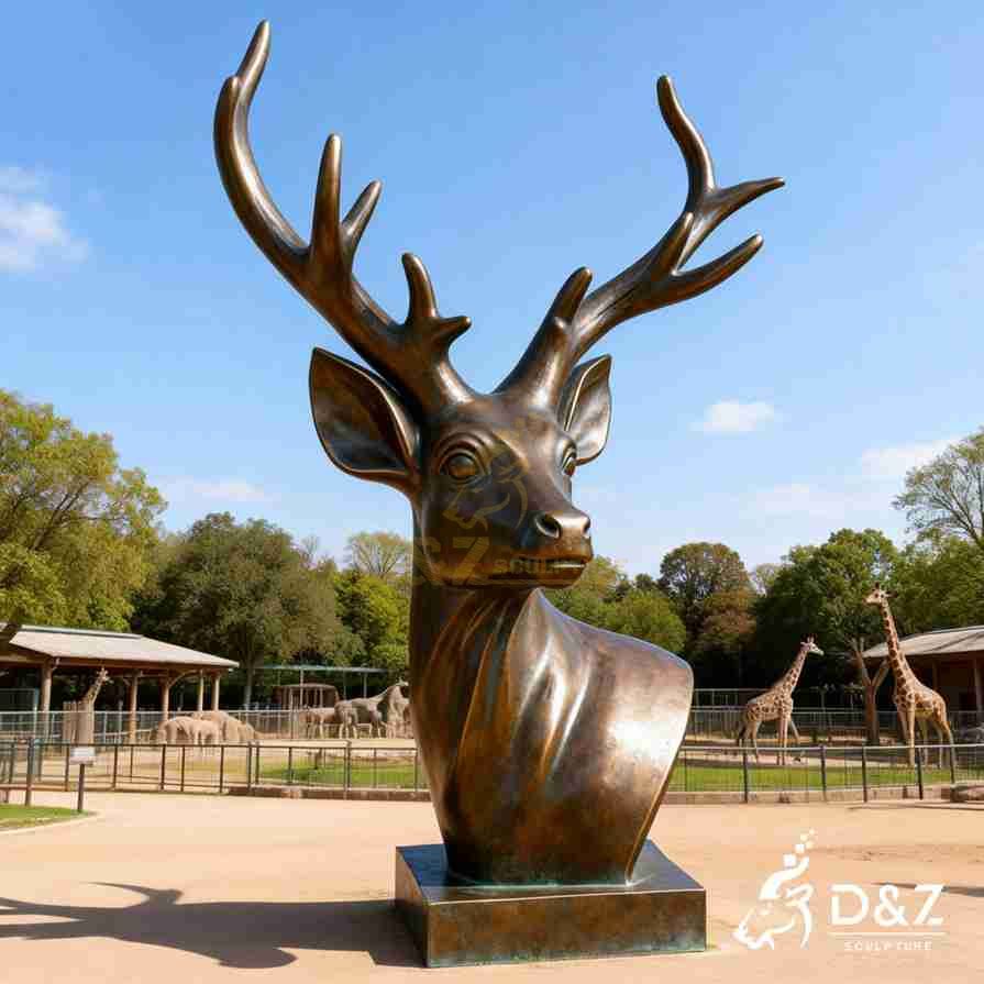Bronze Deer Head Statue 2