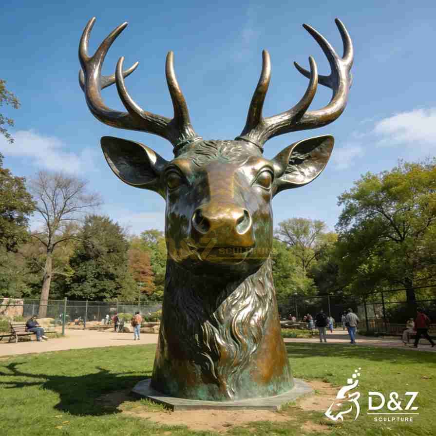 Bronze Deer Head Statue 3