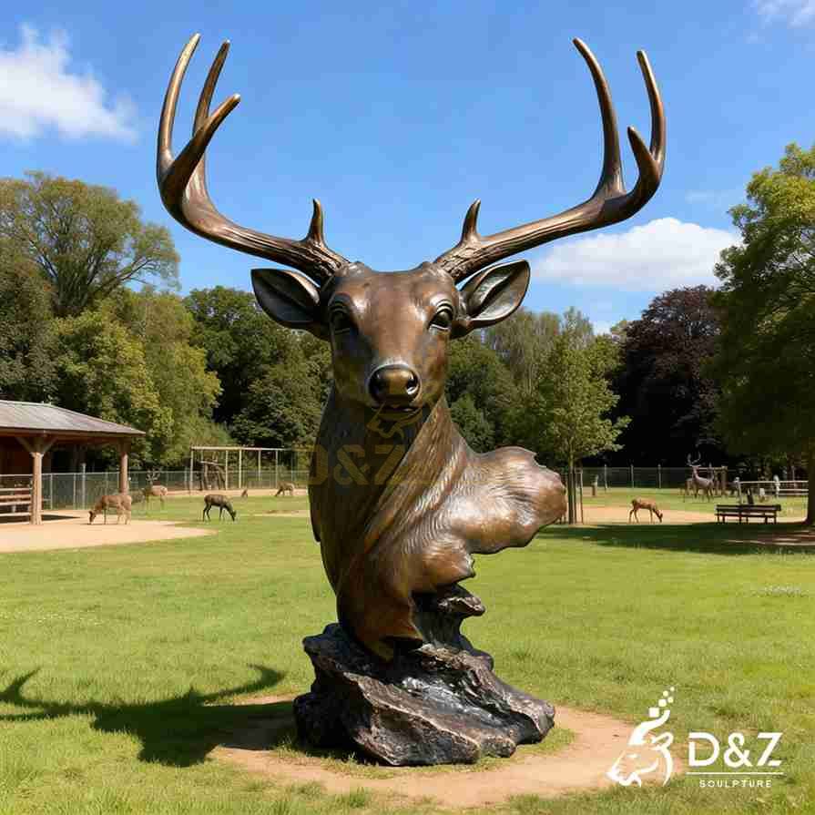Bronze Deer Head Statue 5