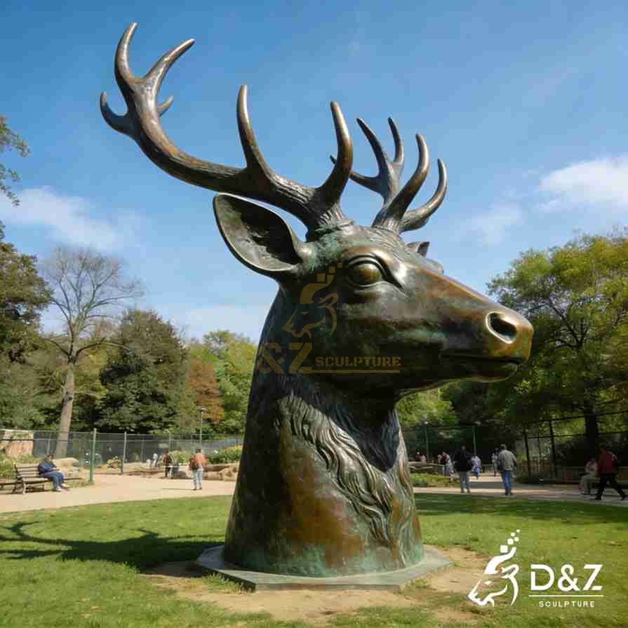 Bronze Deer Head Statue 6
