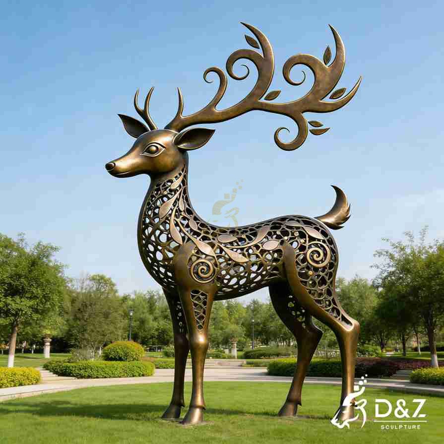 Hollow Bronze Deer Statue 2