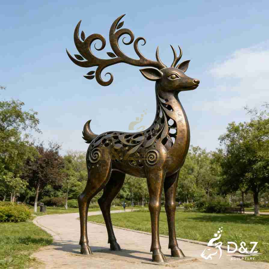 Hollow Bronze Deer Statue 4