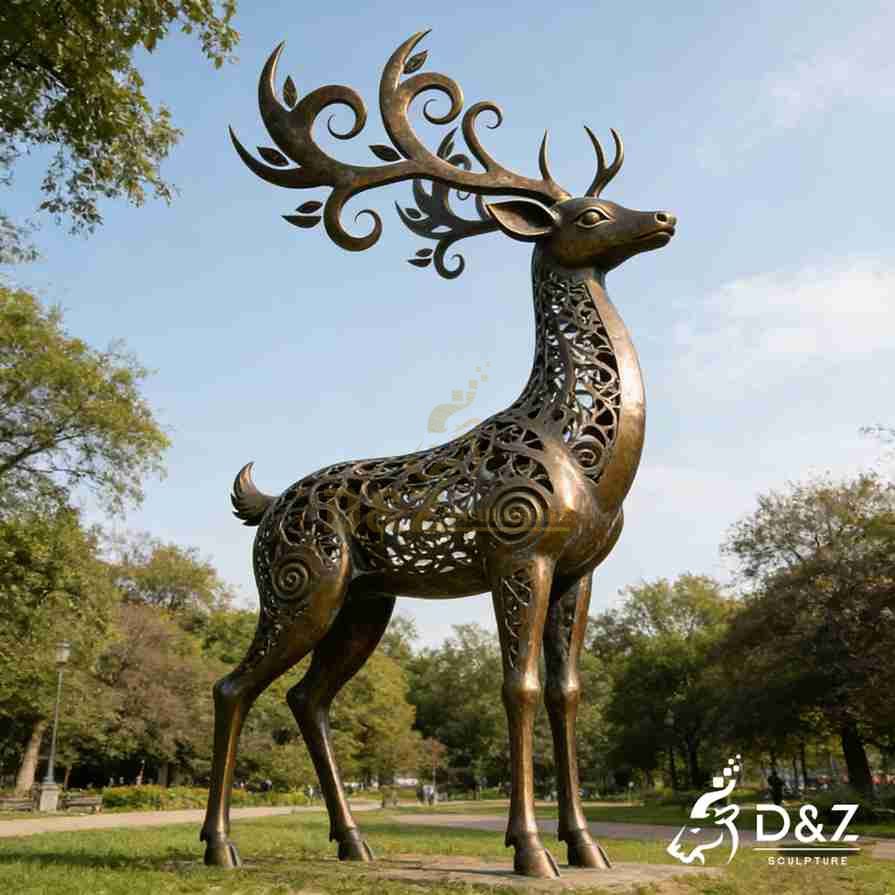 Hollow Bronze Deer Statue 5