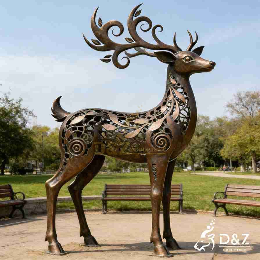 Hollow Bronze Deer Statue 6