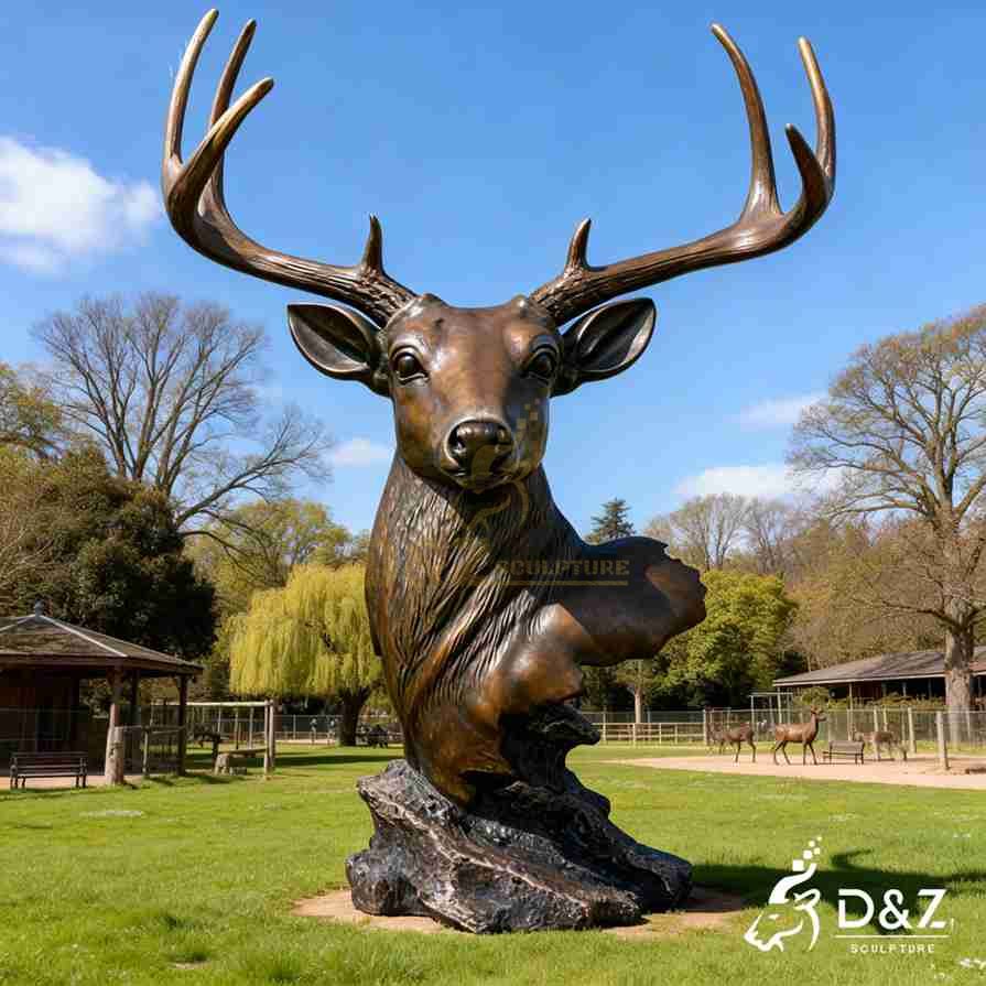 15-8 Large Metal and Bronze Deer Statues for Public Project