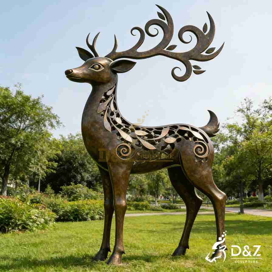15-11 Large Metal and Bronze Deer Statues for Public Project