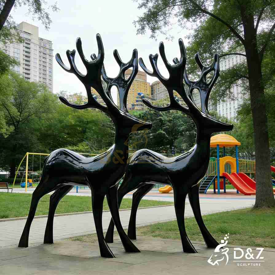 15 Large Metal and Bronze Deer Statues for Public Project
