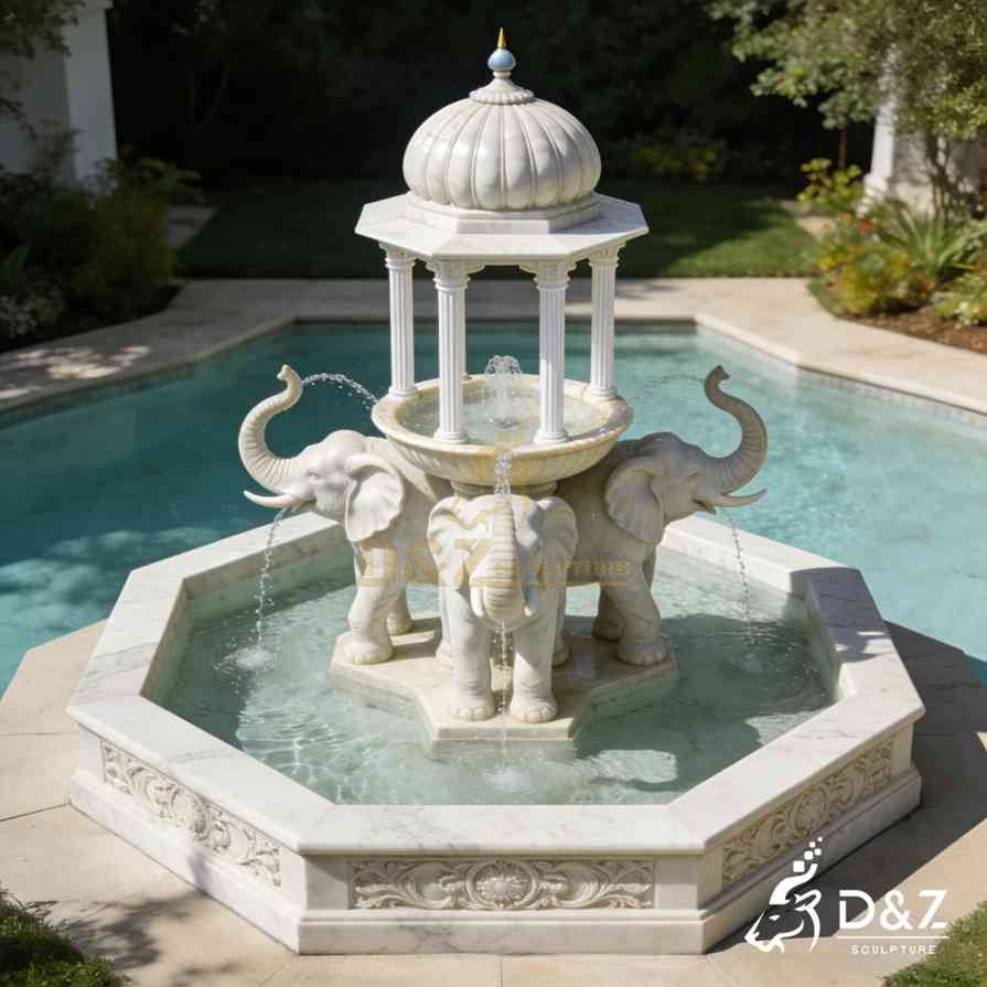 Marble Elephant Statue Fountain 4