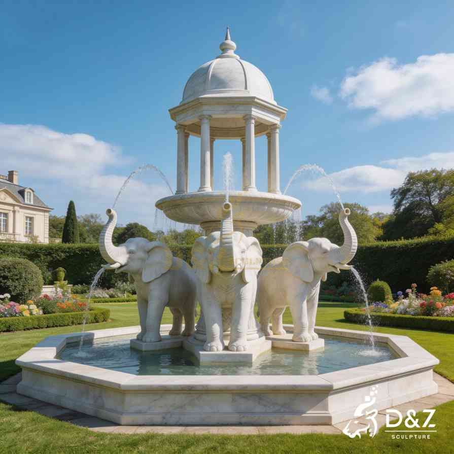 Marble Elephant Statue Fountain 5