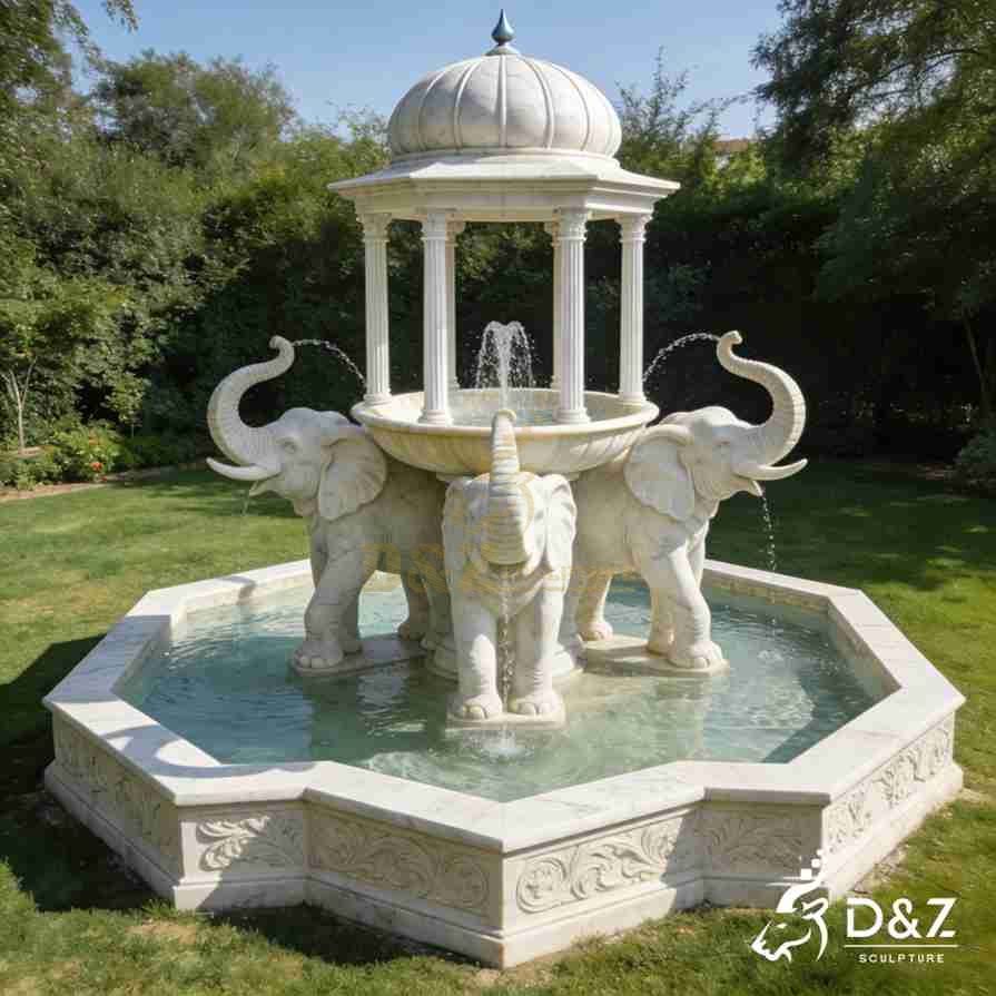 Marble Elephant Statue Fountain 6
