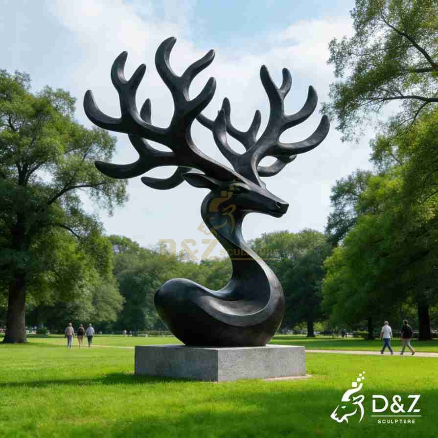 Bronze Black Deer Statue 1