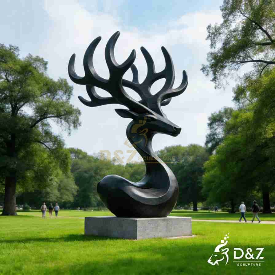 Bronze Black Deer Statue 2