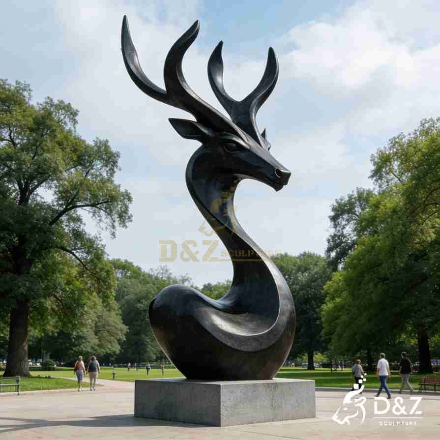 Bronze Black Deer Statue 4