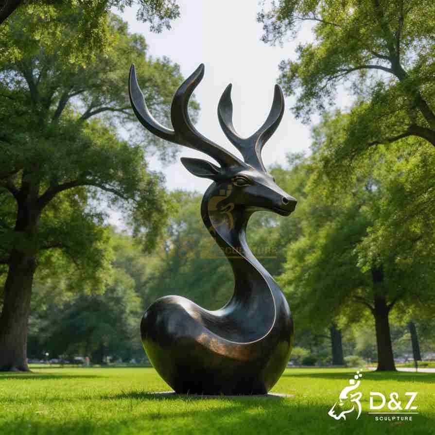 Bronze Black Deer Statue 5