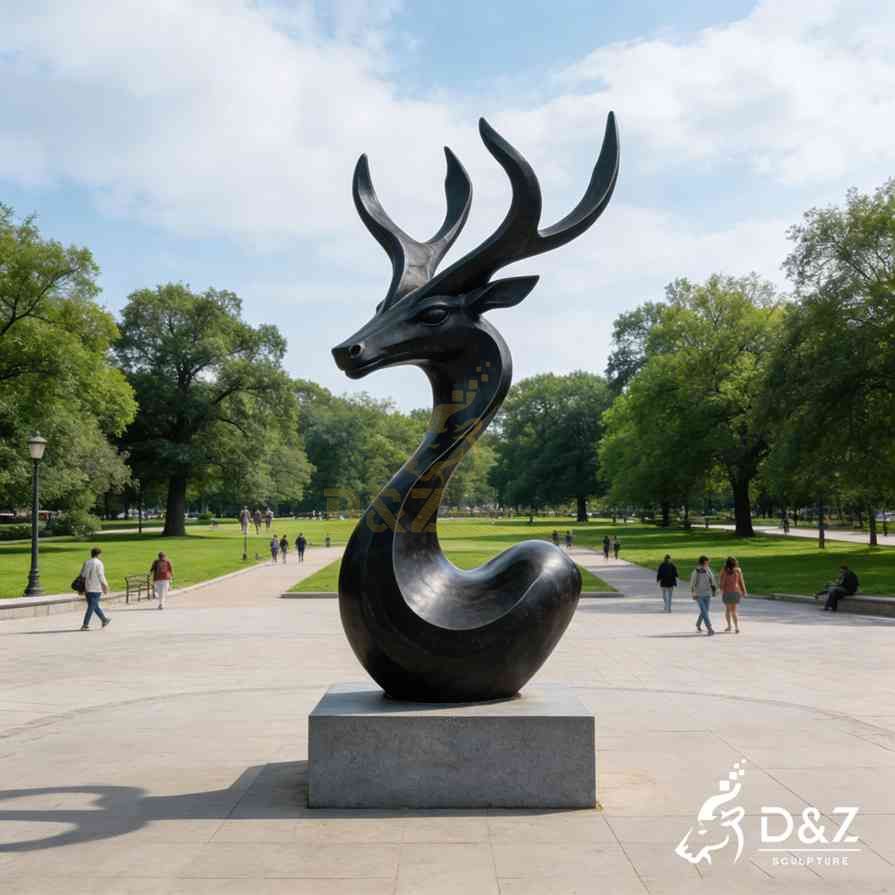 Bronze Black Deer Statue 6
