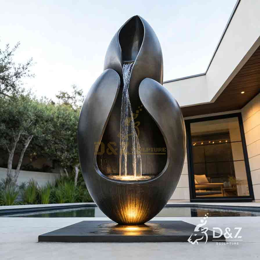 Modern Outdoor Metal Fountain Sculpture Luxury Water Feature for Hotels Villas 2