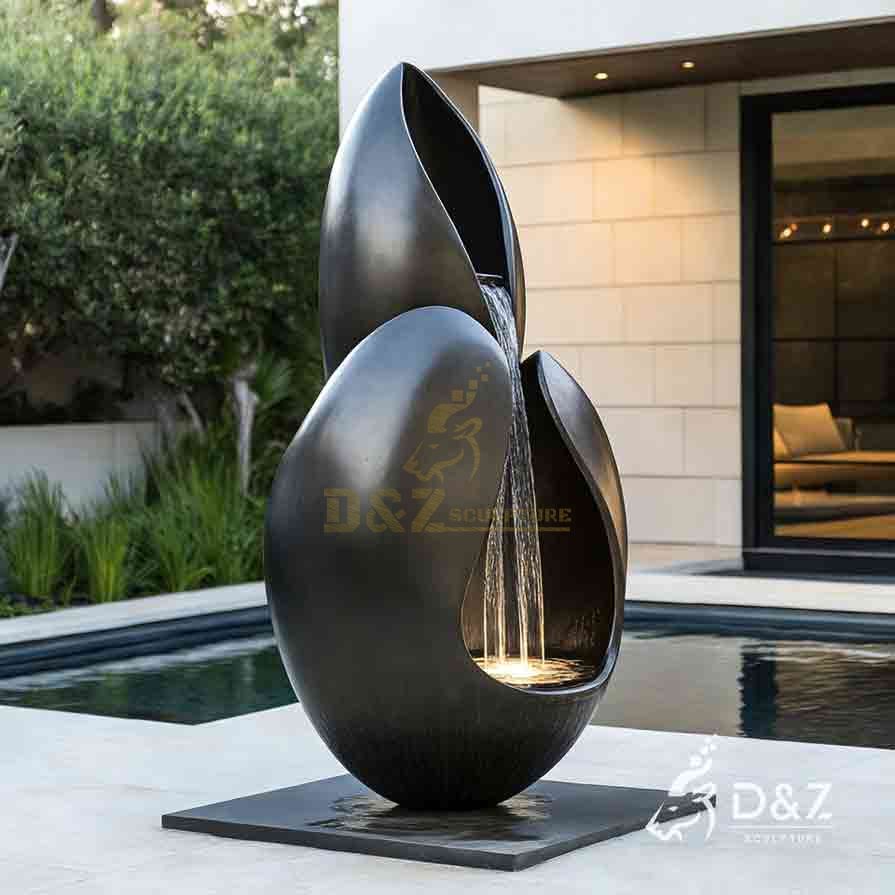 Modern Outdoor Metal Fountain Sculpture Luxury Water Feature for Hotels Villas 3