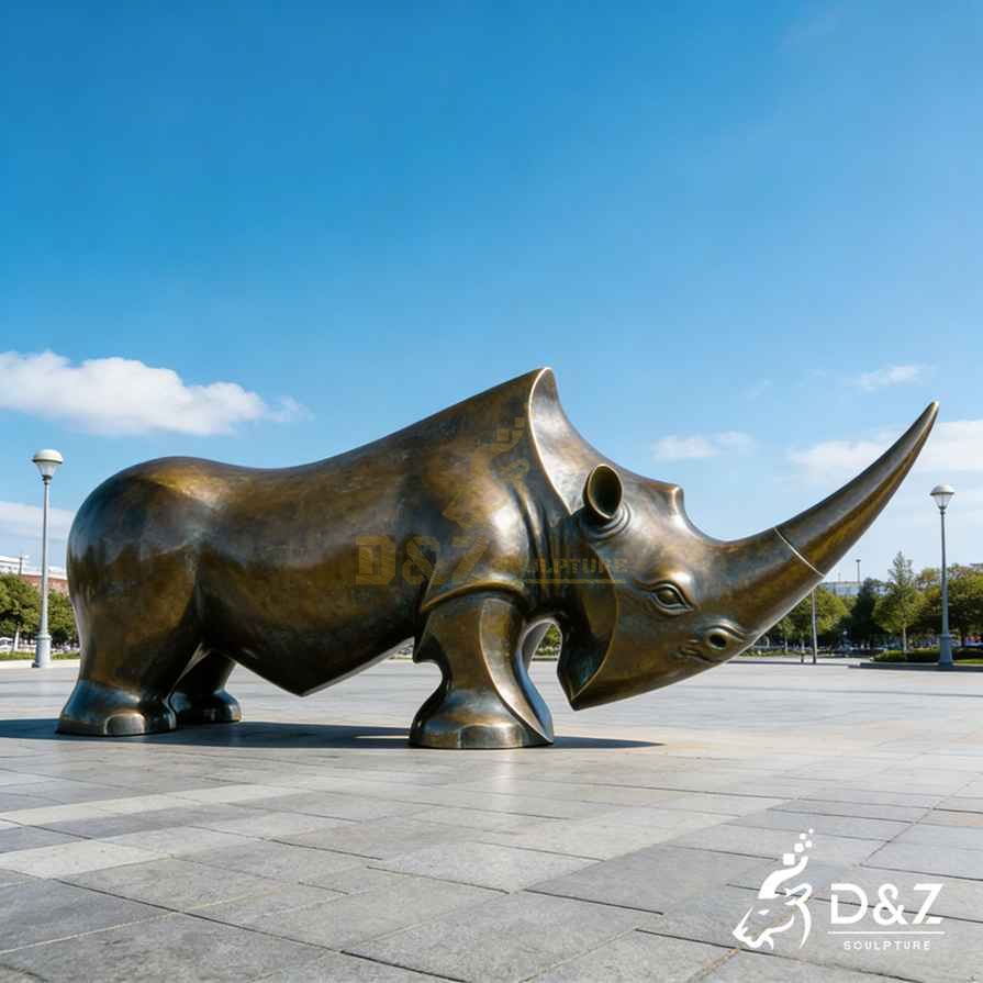 Abstract Bronze Rhino Statue 4