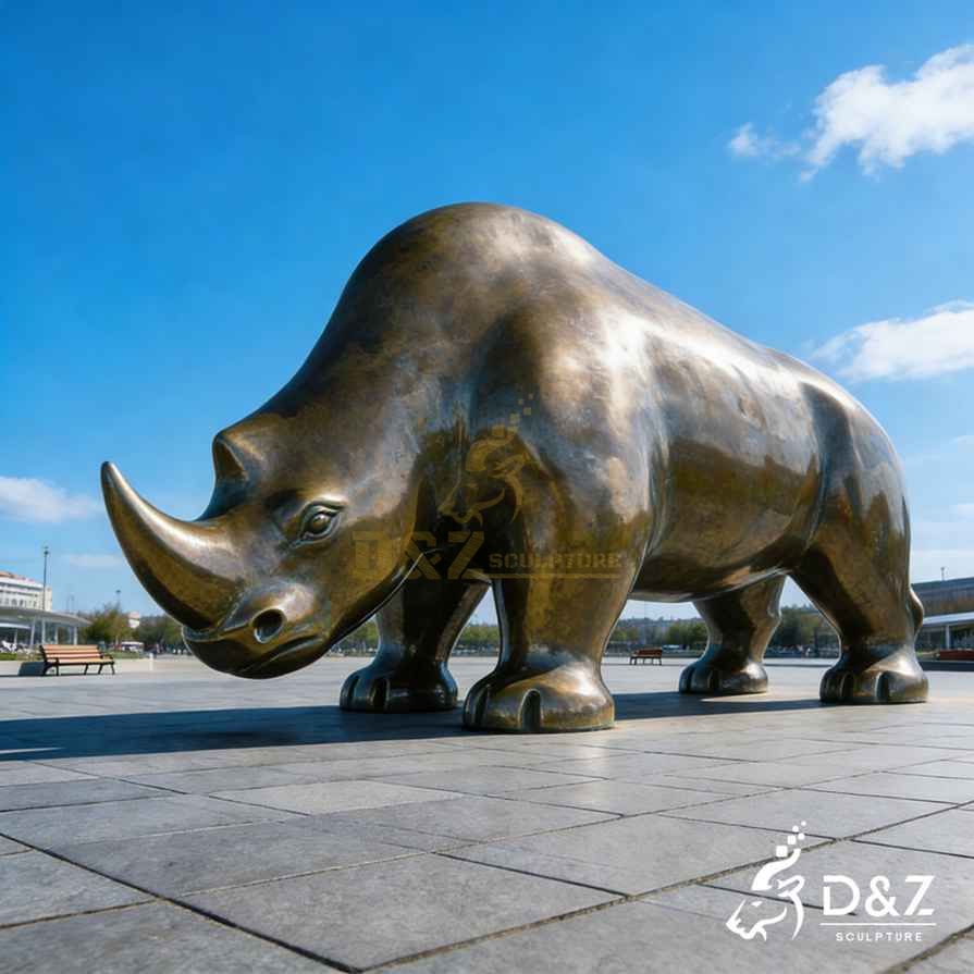 Abstract Bronze Rhino Statue 6