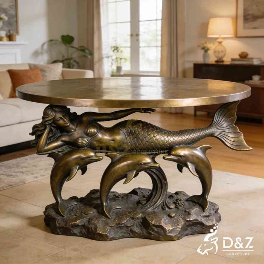 Bronze Mermaid and Dolphin Coffee Table 2 Bronze Mermaid and Dolphin Coffee Table 2
