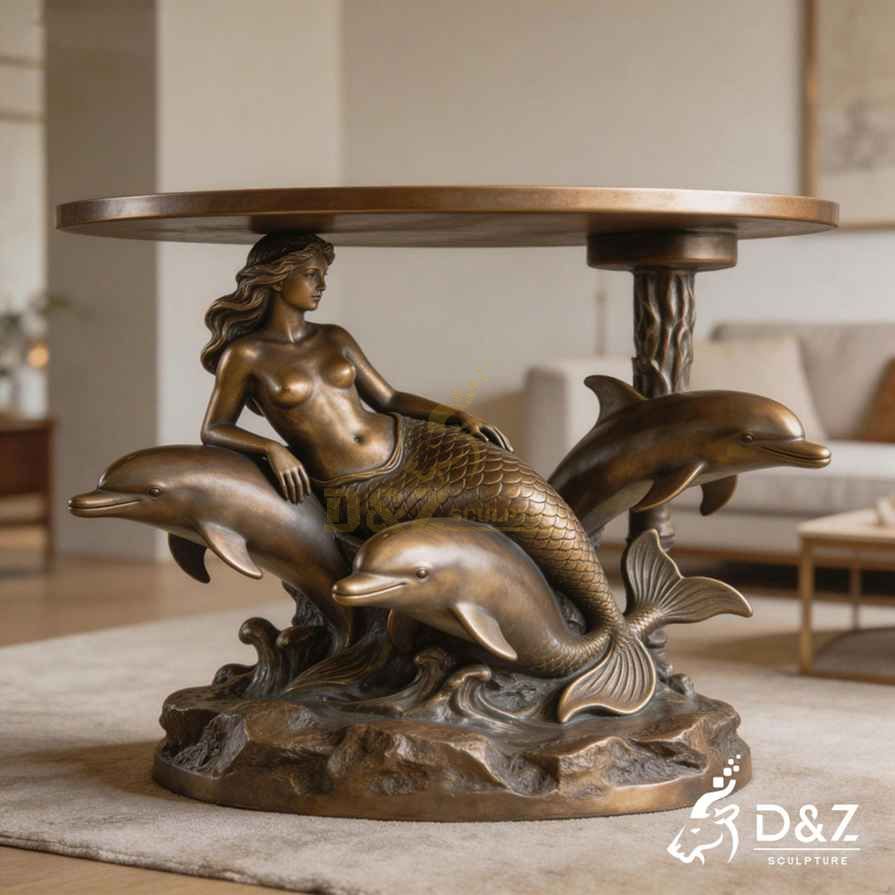 Bronze Mermaid and Dolphin Coffee Table 4 Bronze Mermaid and Dolphin Coffee Table 4