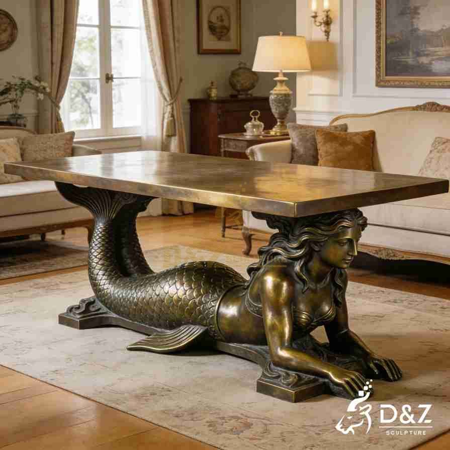 Bronze Mermaid and Dolphin Coffee Table 6 Bronze Mermaid and Dolphin Coffee Table 6