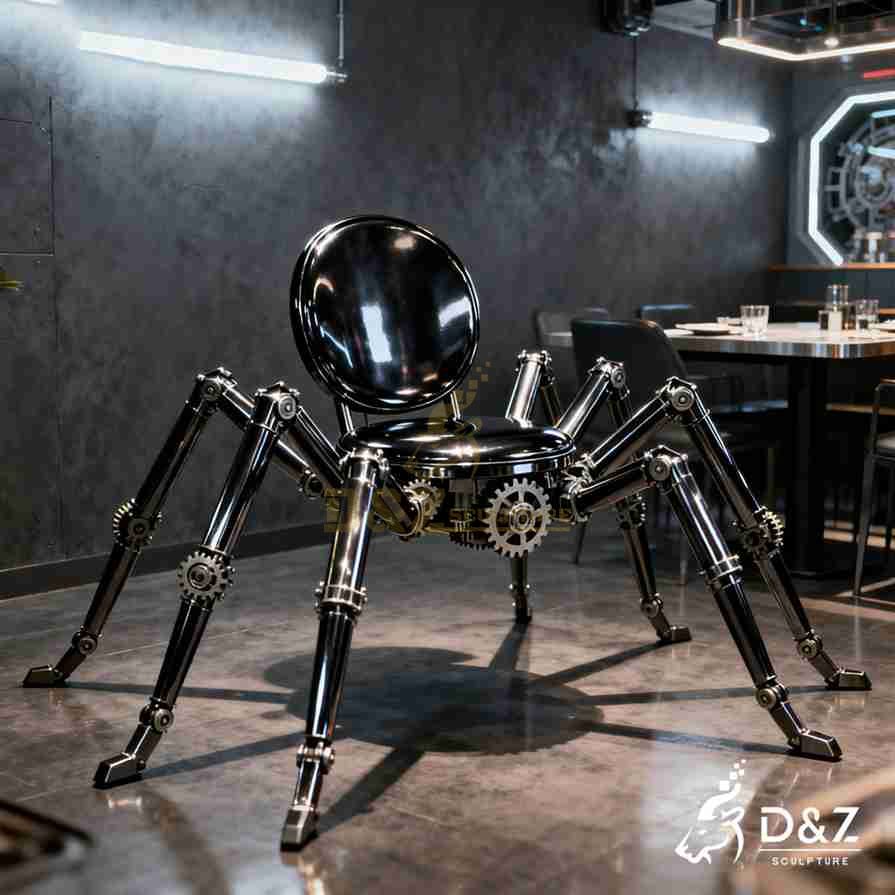 Modern Black Metal Crab Chair 4
