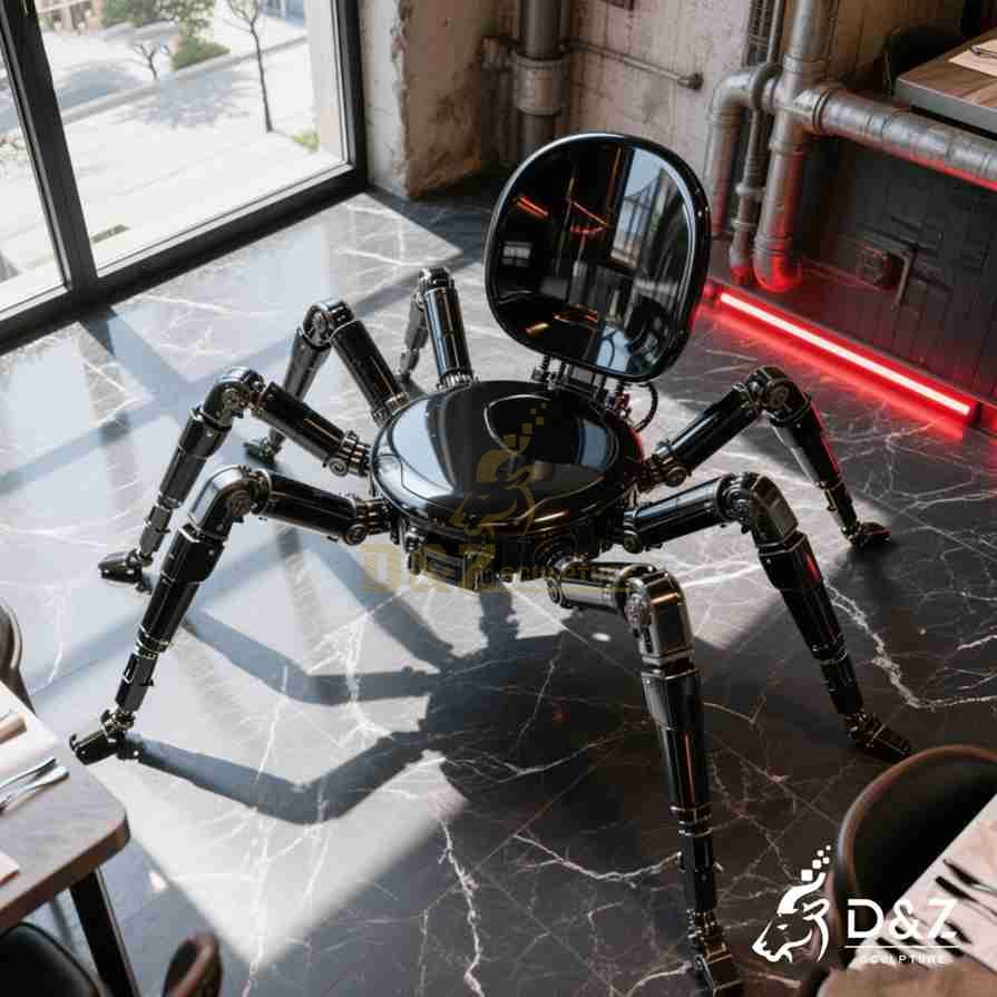 Modern Black Metal Crab Chair 5