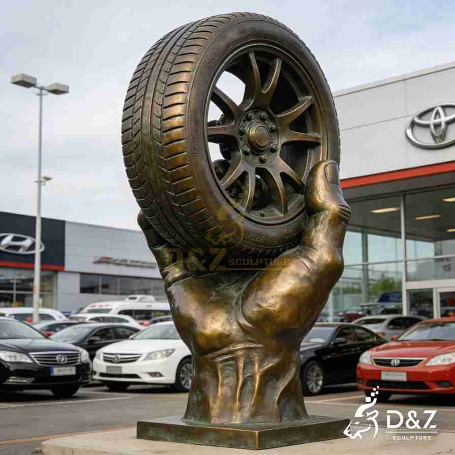 Bronze Hand Holding Tire Sculpture 5 Bronze Hand Holding Tire Sculpture 5