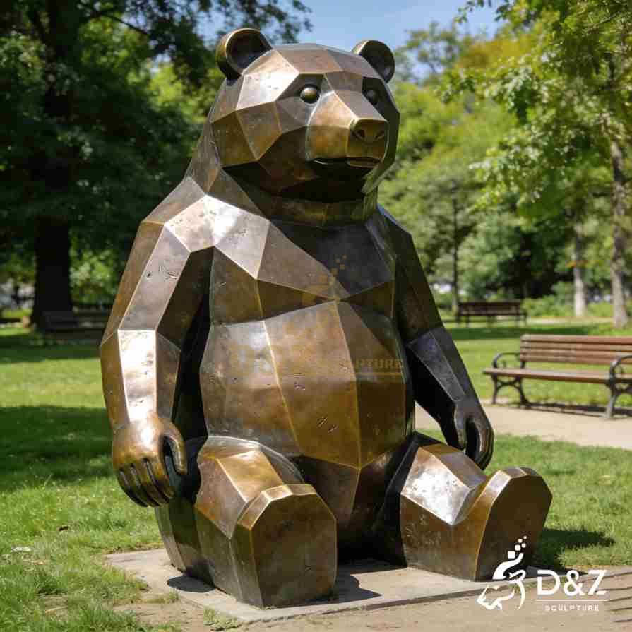 Geometric Bronze Modern Bear Statue 2 Geometric Bronze Modern Bear Statue 2